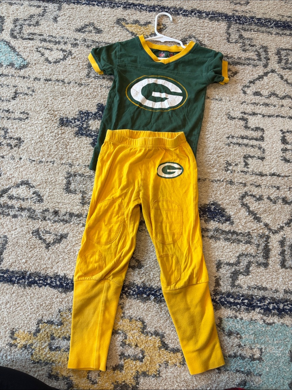 NFL Green and Yellow Kids Pajama Set with Logo